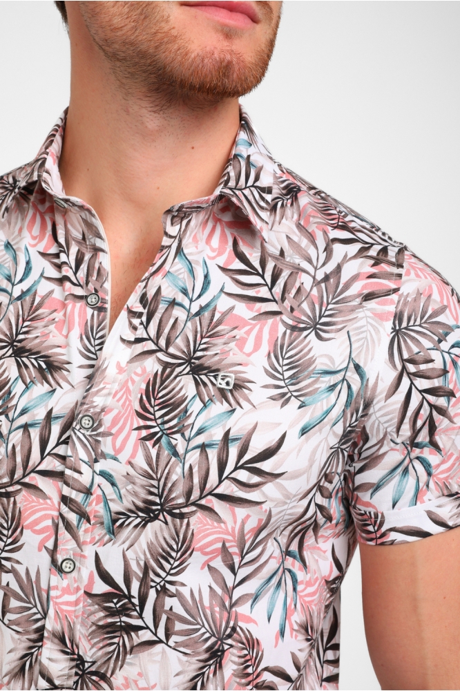 FLORAL POPLIN OVERHEMD 335935 SAND